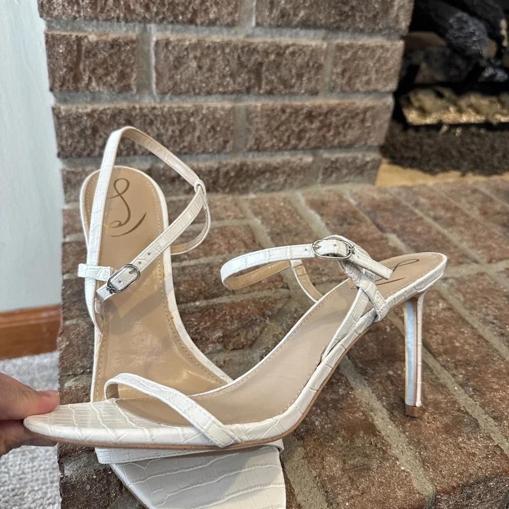 Sam Edelman Doran Strappy Sandal‎ Ivory Cream White Croc Women Size 11 #149